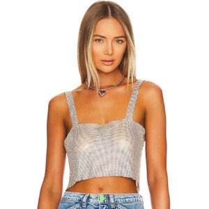 superdown Silver Metallic Crop Top